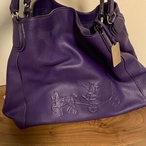 Purple Leather Tote Bag Coach